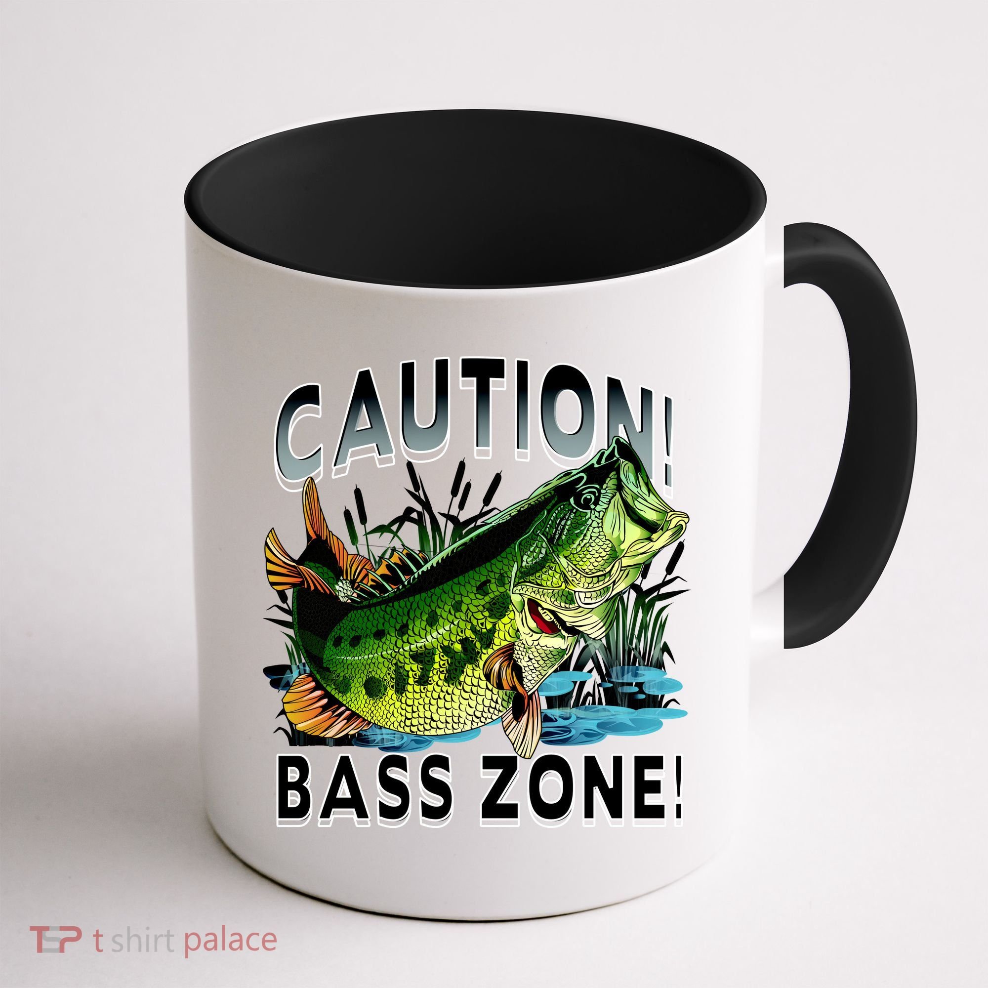 Caution Bass Zone Fishing Coffee Mug