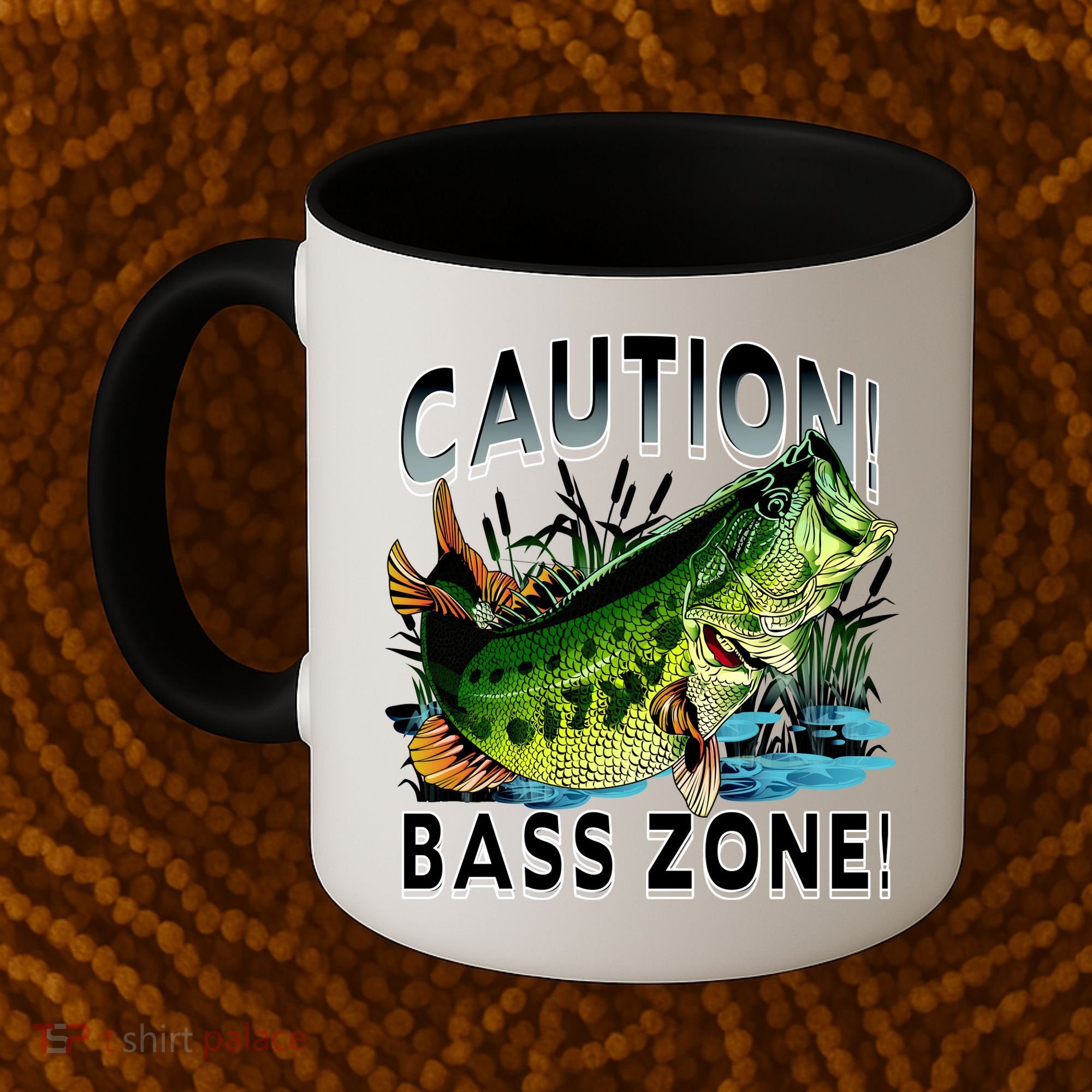 Caution Bass Zone Fishing Coffee Mug