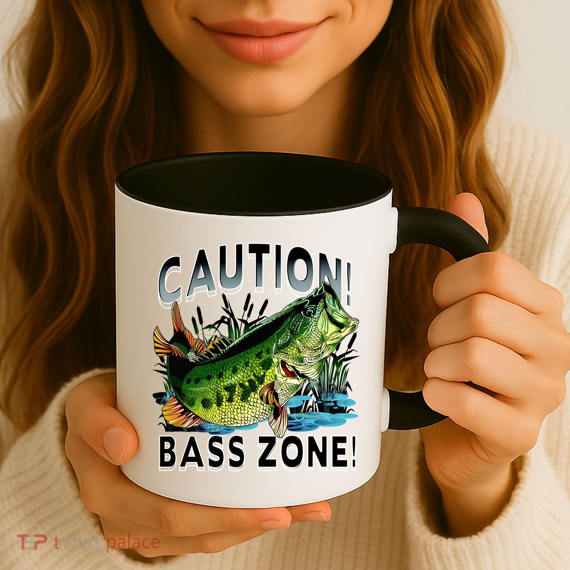 Caution Bass Zone Fishing Coffee Mug