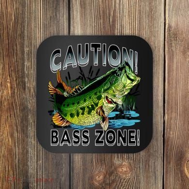 Caution Bass Zone Fishing Coaster
