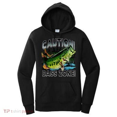 Caution Bass Zone Fishing Women's Hoodie