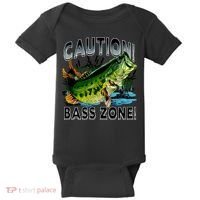 Caution Bass Zone Fishing Baby Bodysuit thumb 0