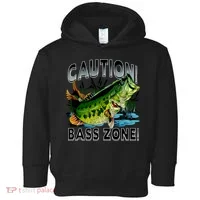 Caution Bass Zone Fishing Toddler Hoodie thumb 0