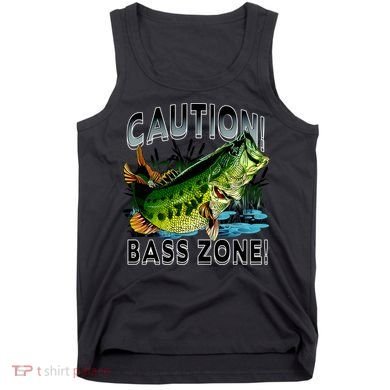 Caution Bass Zone Fishing Tank Top