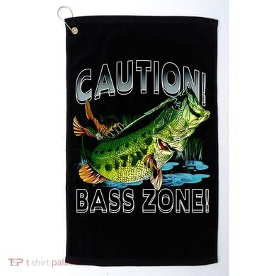 Caution Bass Zone Fishing Golf Towel
