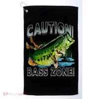 Caution Bass Zone Fishing Golf Towel thumb 0