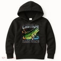 Caution Bass Zone Fishing Kids Hoodie thumb 0