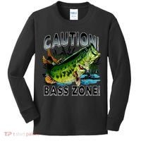 Caution Bass Zone Fishing Kids Long Sleeve Shirt thumb 0
