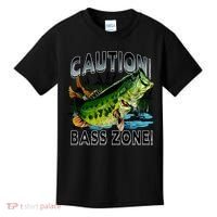 Caution Bass Zone Fishing Kids T-Shirt thumb 0