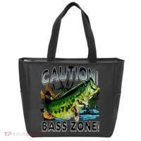 Caution Bass Zone Fishing Tote Bag thumb 0