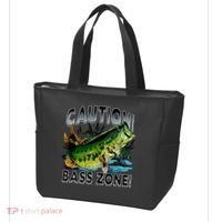Caution Bass Zone Fishing Tote Bag thumb 3