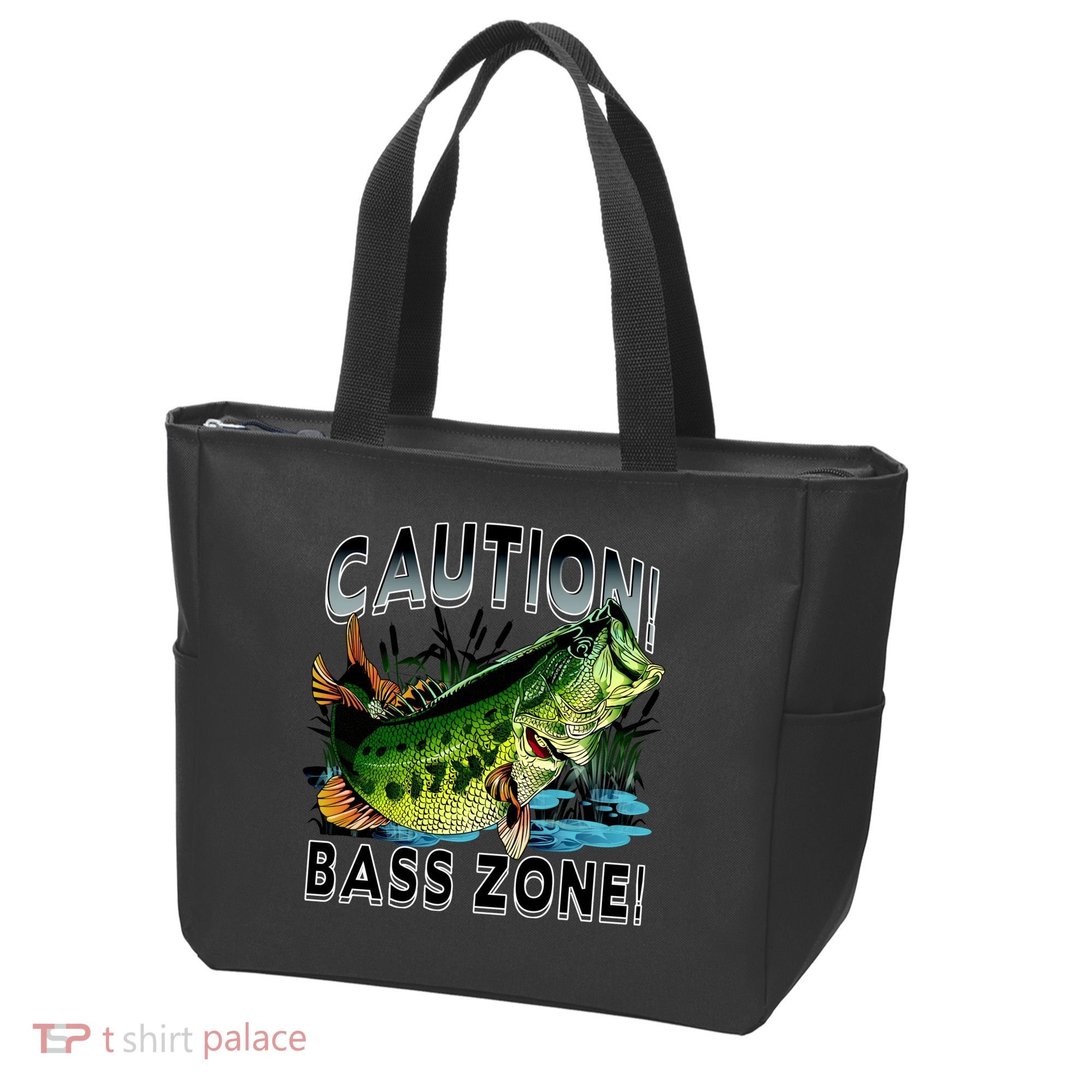 Caution Bass Zone Fishing Tote Bag