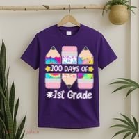 Cute Colorful 100 Days Of 1st Grade T-Shirt thumb 2