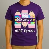Cute Colorful 100 Days Of 1st Grade T-Shirt thumb 3