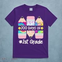 Cute Colorful 100 Days Of 1st Grade T-Shirt thumb 5