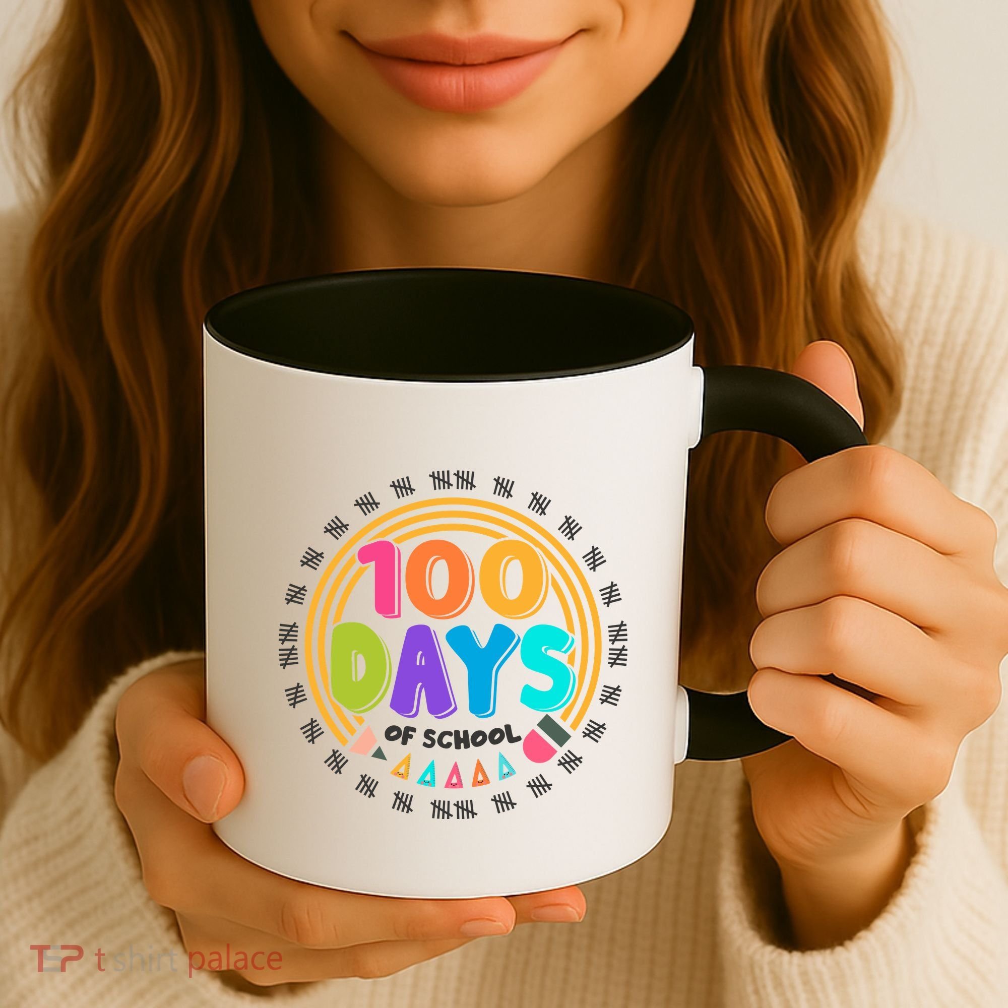 Cute Cool 100 Days Of School Pencil Emblem Coffee Mug
