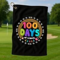Cute Cool 100 Days Of School Pencil Emblem Golf Towel thumb 1
