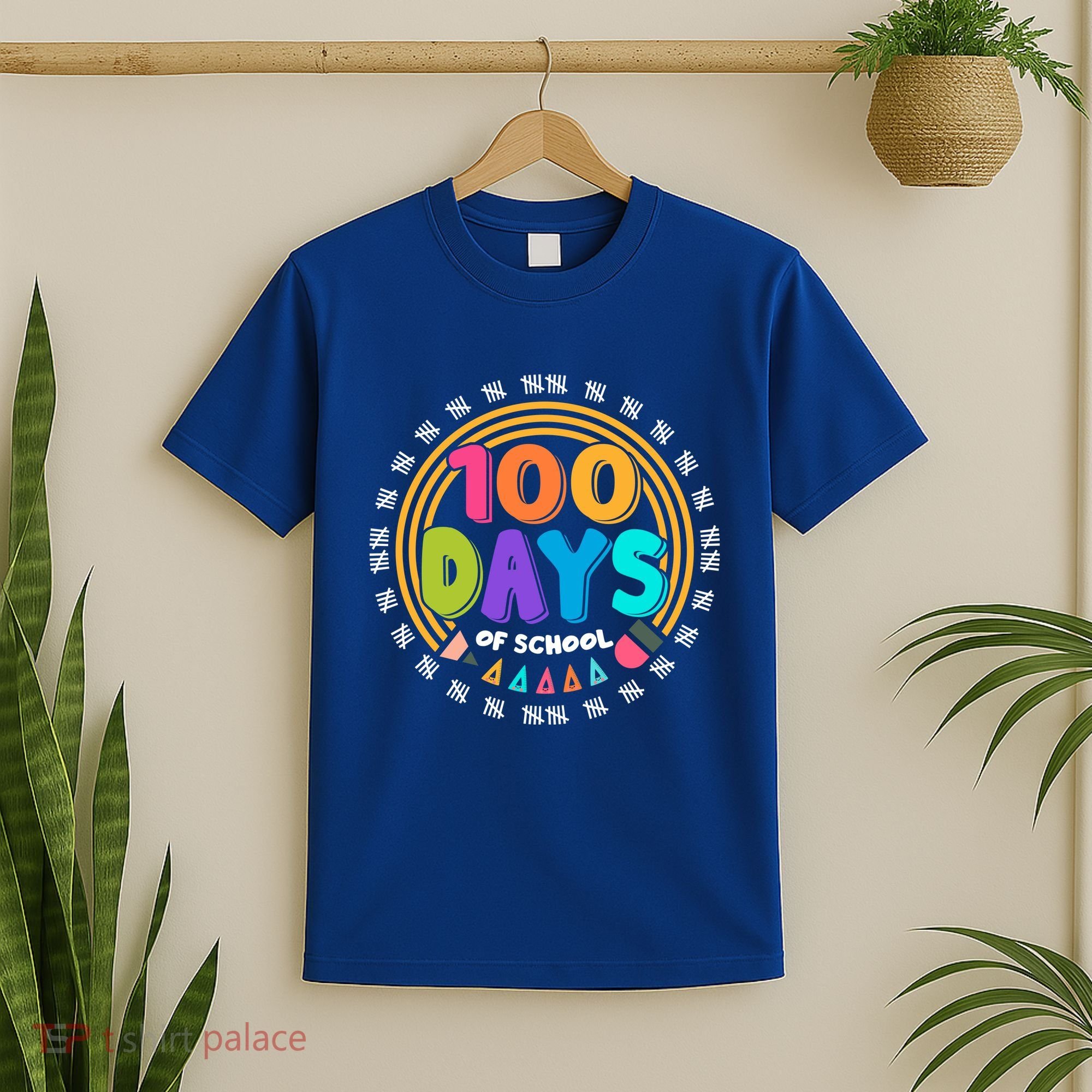 Cute Cool 100 Days Of School Pencil Emblem T-Shirt