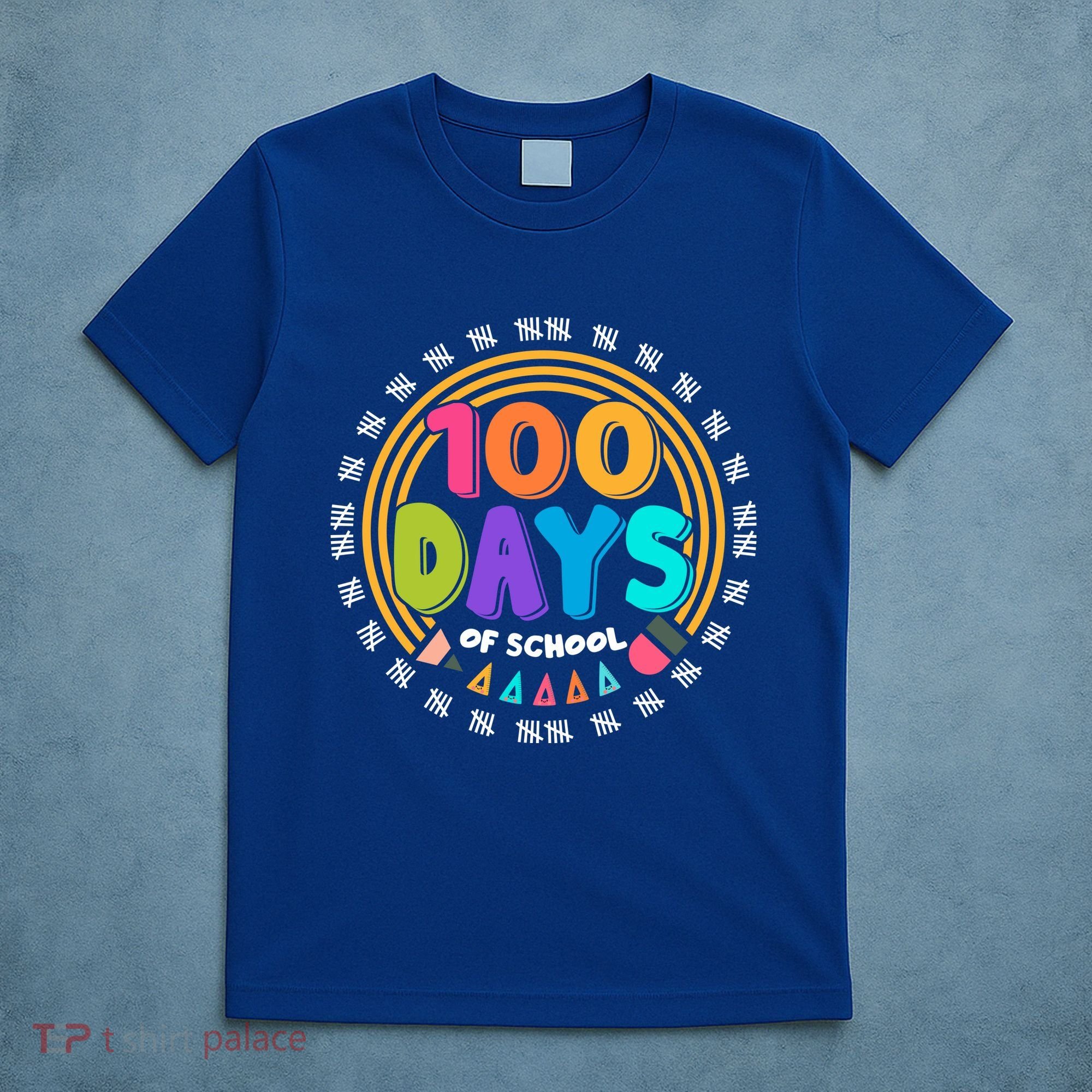 Cute Cool 100 Days Of School Pencil Emblem T-Shirt