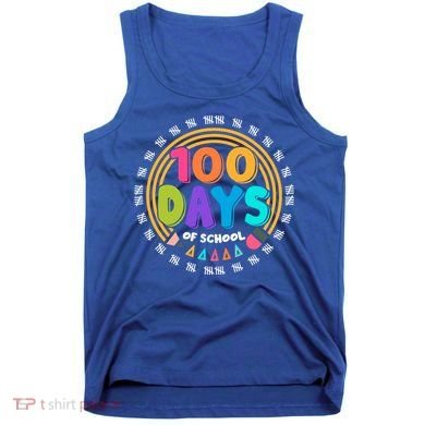 Cute Cool 100 Days Of School Pencil Emblem Tank Top