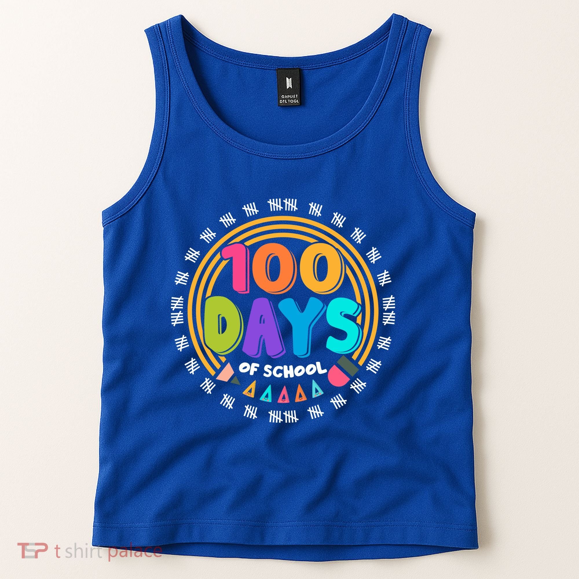 Cute Cool 100 Days Of School Pencil Emblem Tank Top