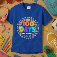 Cute Cool 100 Days Of School Pencil Emblem Kids T-Shirt thumb 3