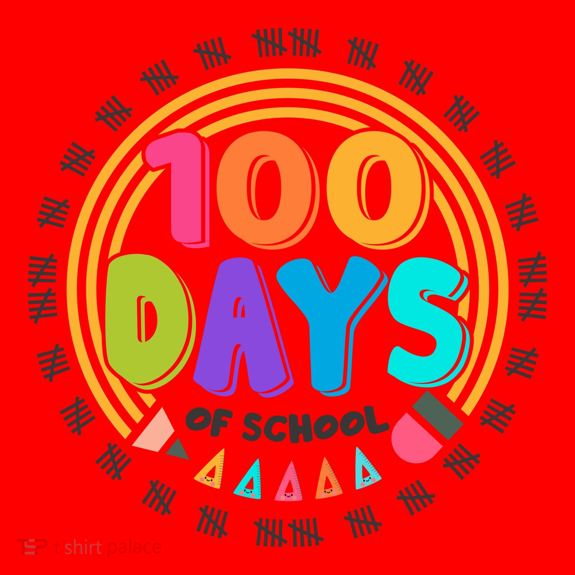 Cute Cool 100 Days Of School Pencil Emblem Santa Hat