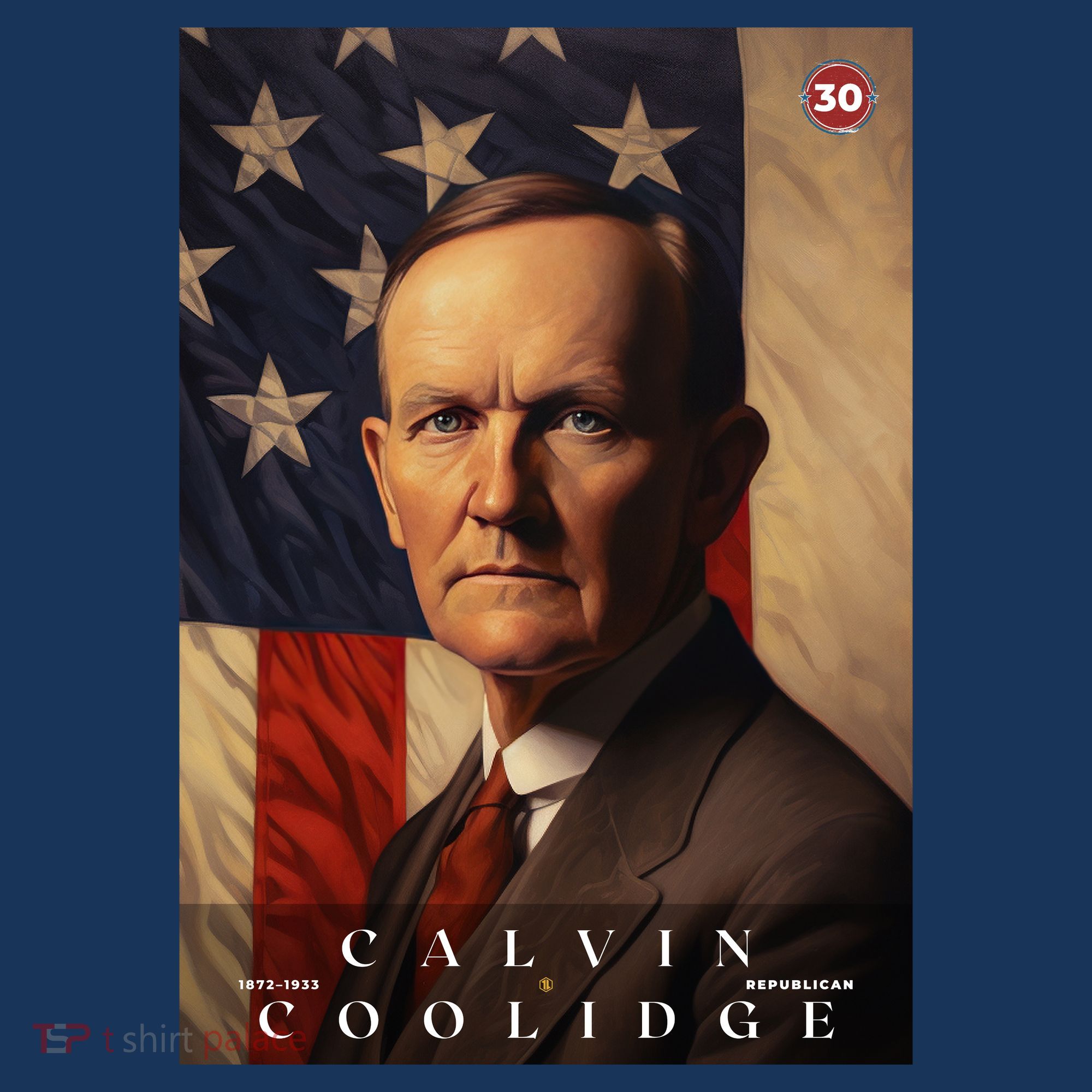 Calvin Coolidge 30th President Of The United States Portrait T-Shirt