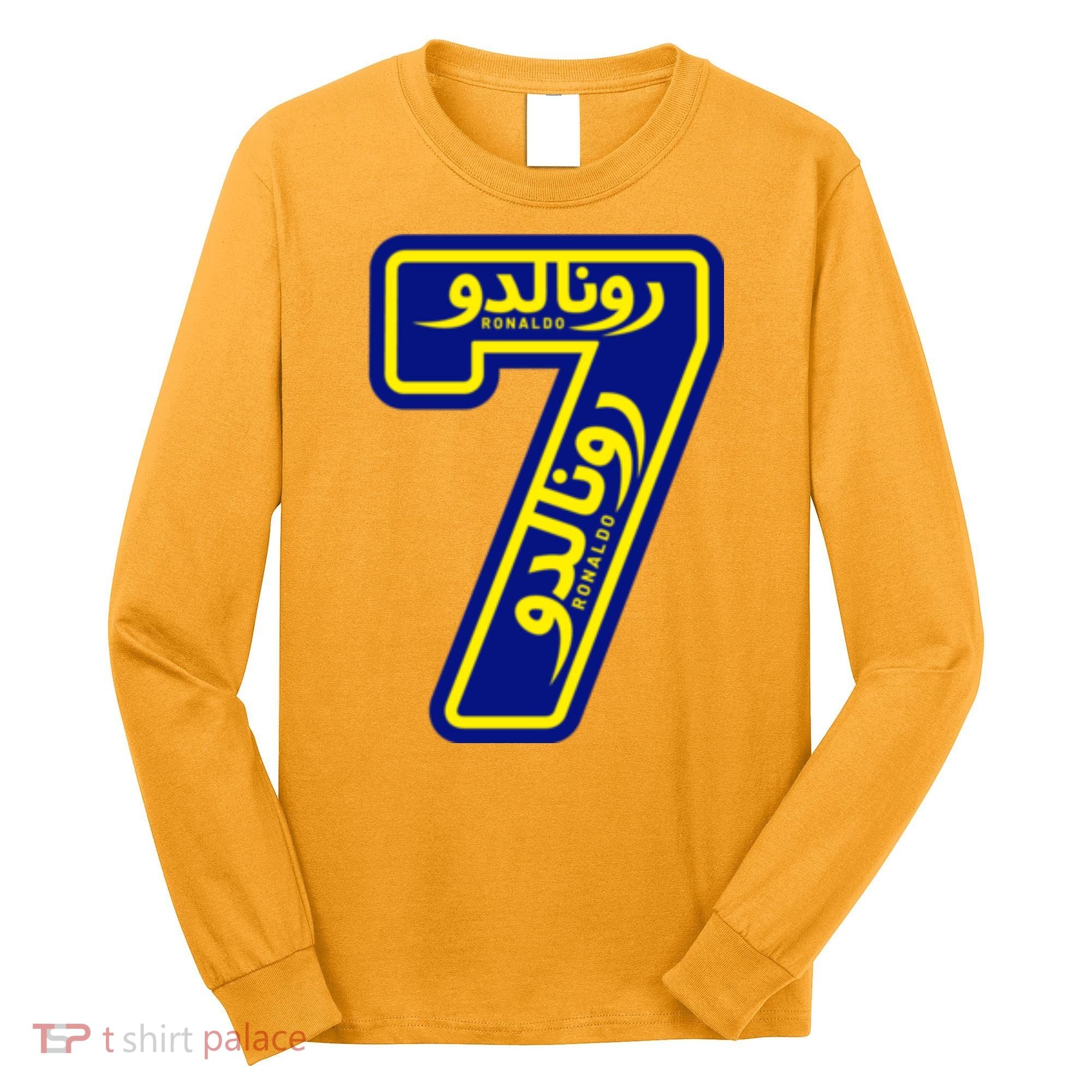 Cool Cristiano 7 Al Nassr Soccer Player Jersey In Arabic And English Long Sleeve Shirt