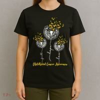 Childhood Cancer Awareness Faith Hope Love Dandelion T-Shirt thumb 4