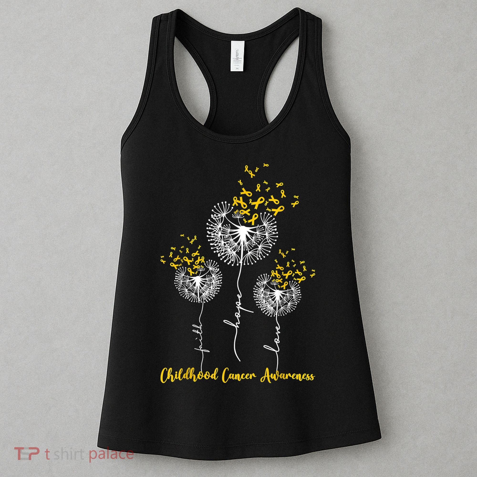 Childhood Cancer Awareness Faith Hope Love Dandelion Women's Tank Top