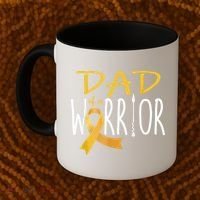 Childhood Cancer Awareness Dad Of A Warrior Coffee Mug thumb 2