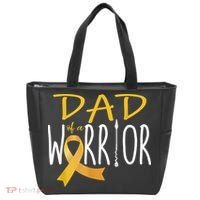 Childhood Cancer Awareness Dad Of A Warrior Tote Bag thumb 0