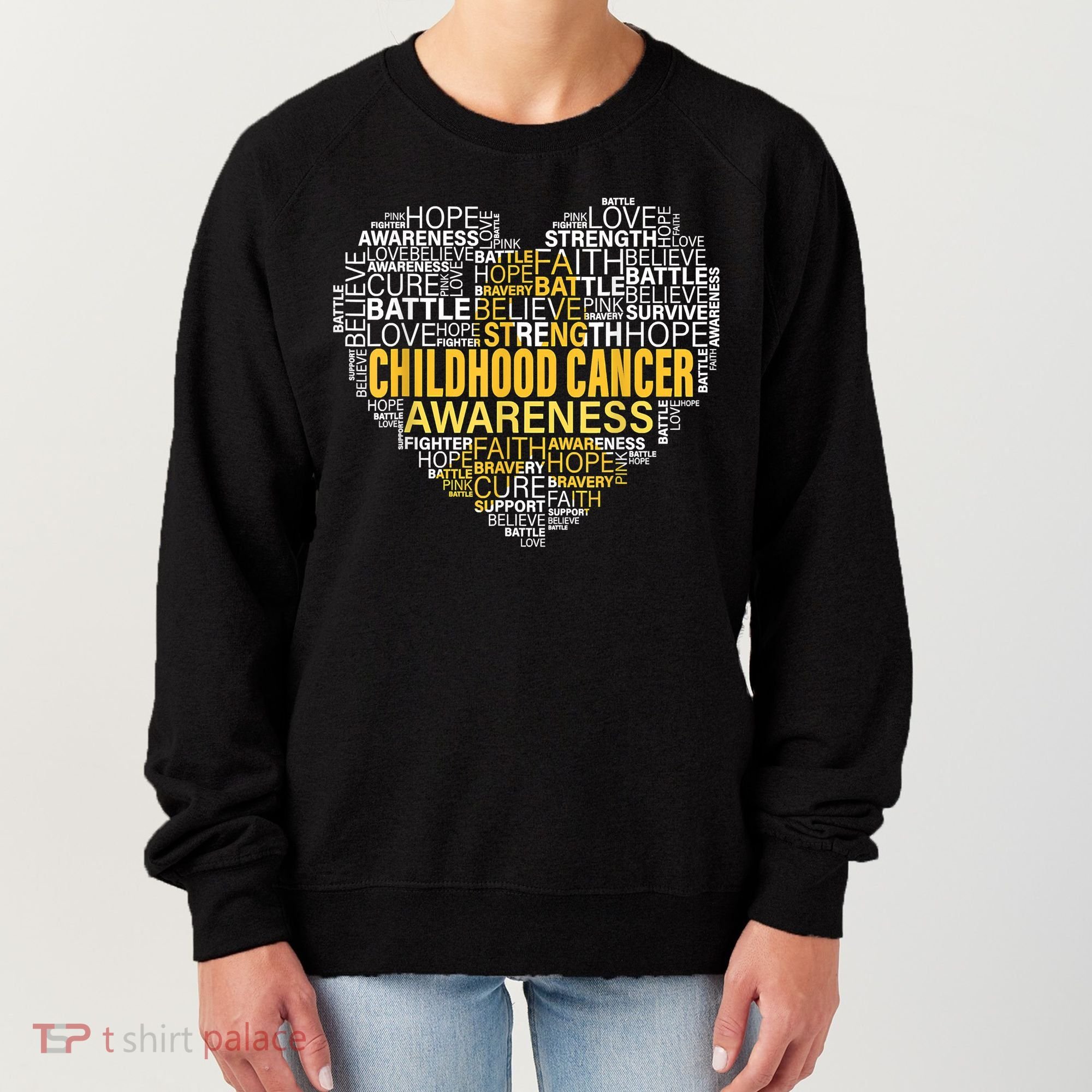 Childhood Cancer Awareness Hope Support Strong Warrior Women's Sweatshirt