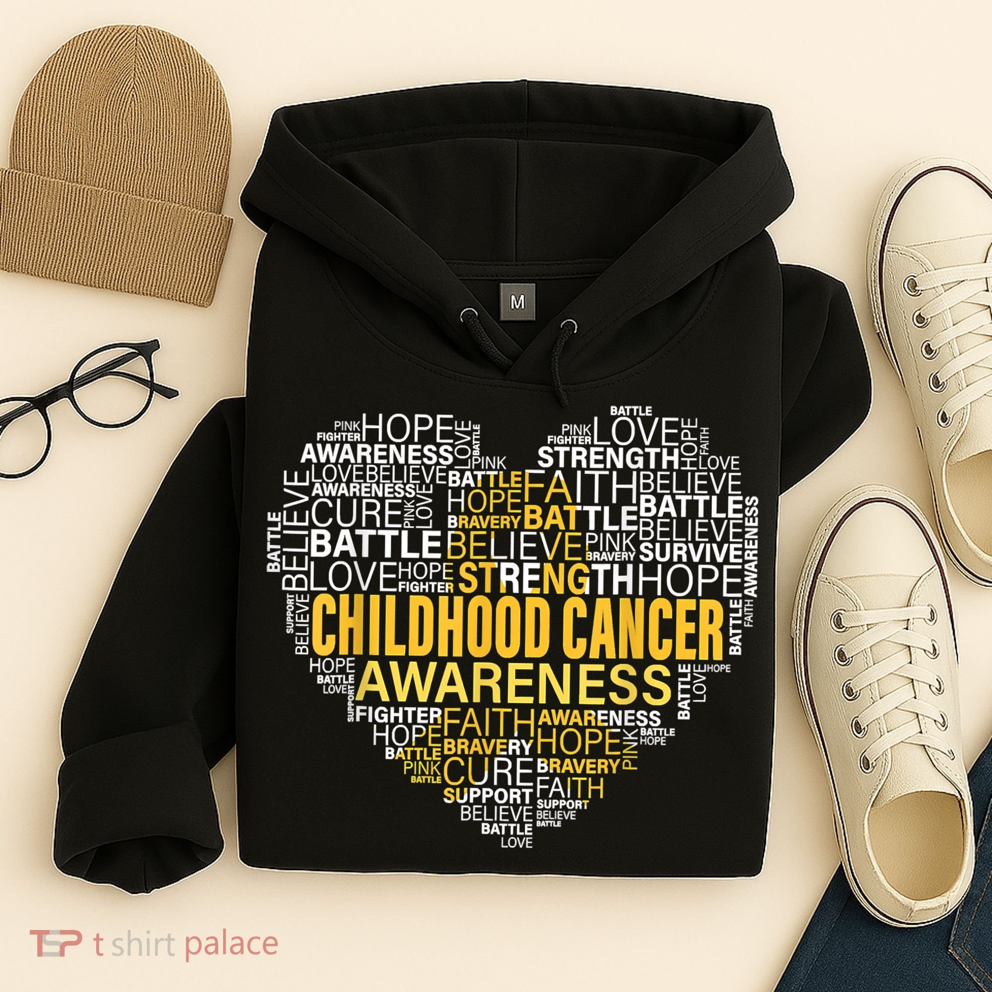 Childhood Cancer Awareness Hope Support Strong Warrior Hoodie