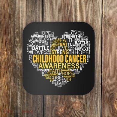 Childhood Cancer Awareness Hope Support Strong Warrior Coaster