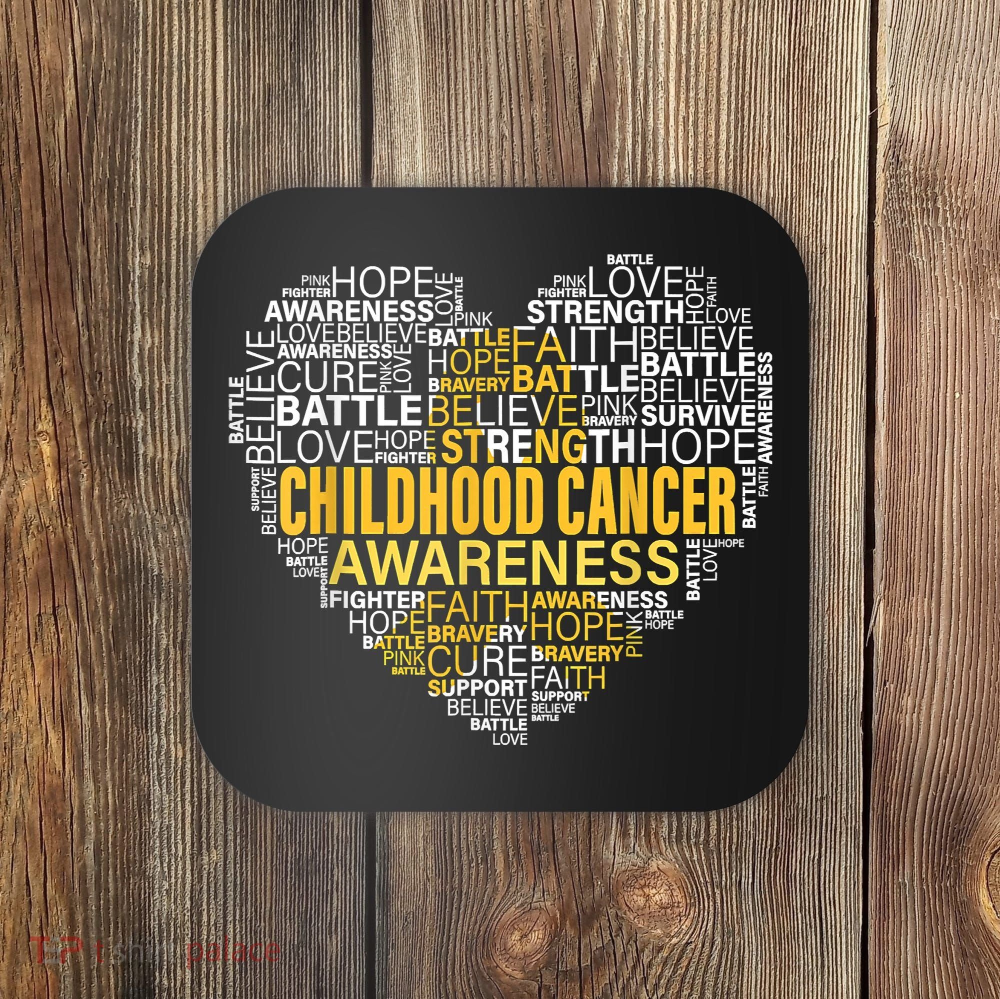 Childhood Cancer Awareness Hope Support Strong Warrior Coaster