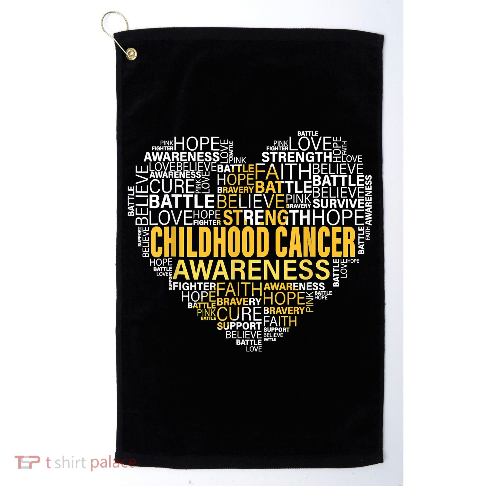 Childhood Cancer Awareness Hope Support Strong Warrior Golf Towel