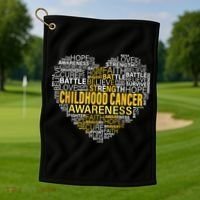 Childhood Cancer Awareness Hope Support Strong Warrior Golf Towel thumb 1