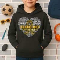 Childhood Cancer Awareness Hope Support Strong Warrior Kids Hoodie thumb 2