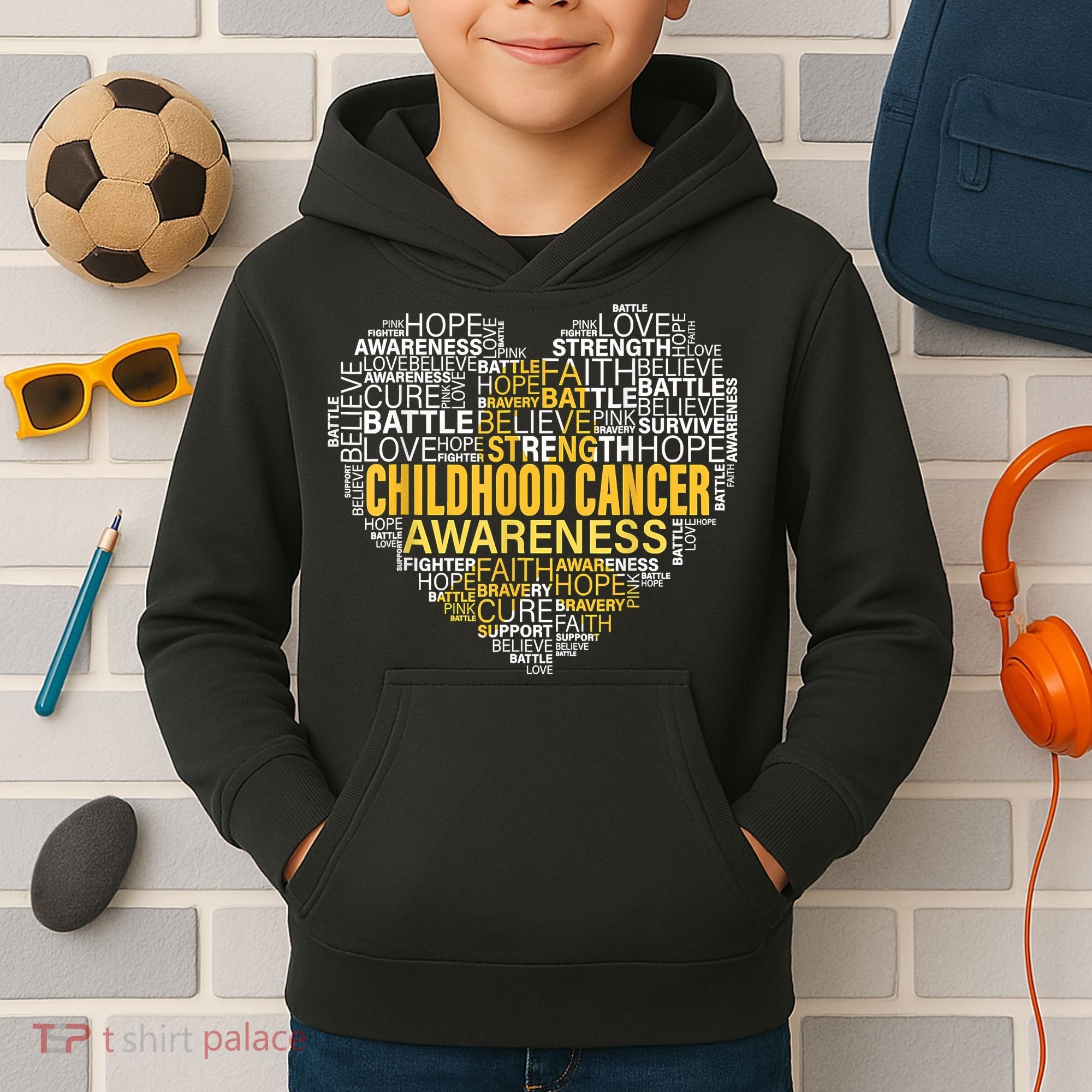 Childhood Cancer Awareness Hope Support Strong Warrior Kids Hoodie