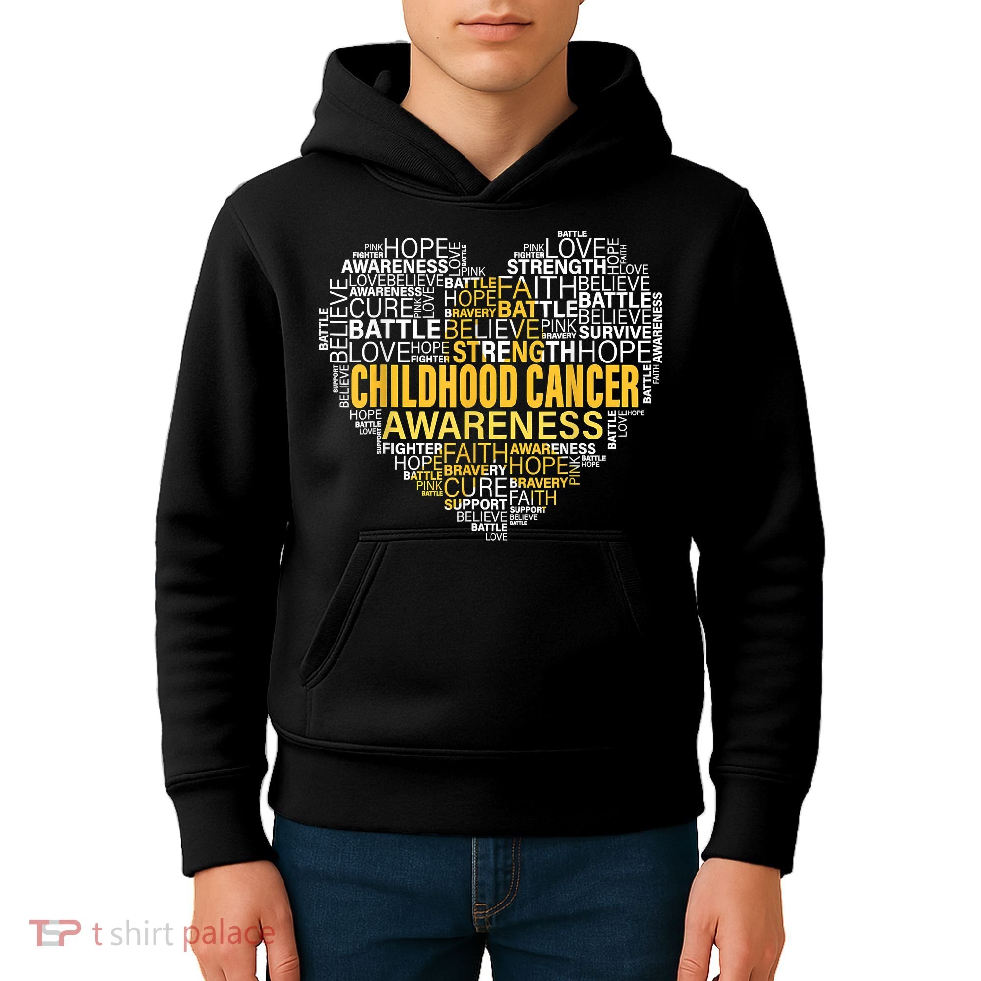 Childhood Cancer Awareness Hope Support Strong Warrior Kids Hoodie