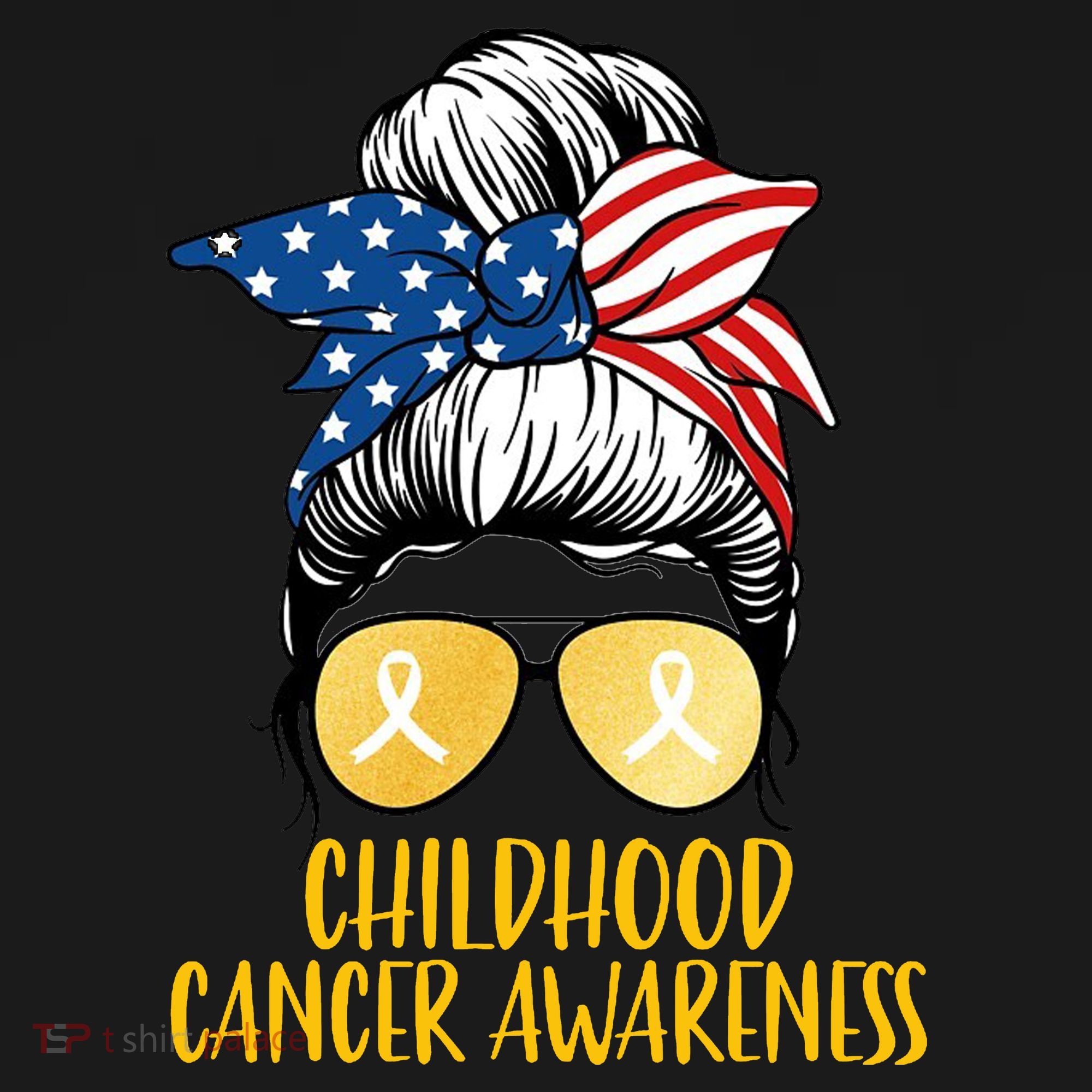 Childhood Cancer Awareness Gold Ribbon Messy Bun Women's Hoodie