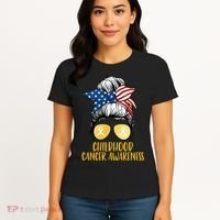 Childhood Cancer Awareness Gold Ribbon Messy Bun Women's T-Shirt thumb 4