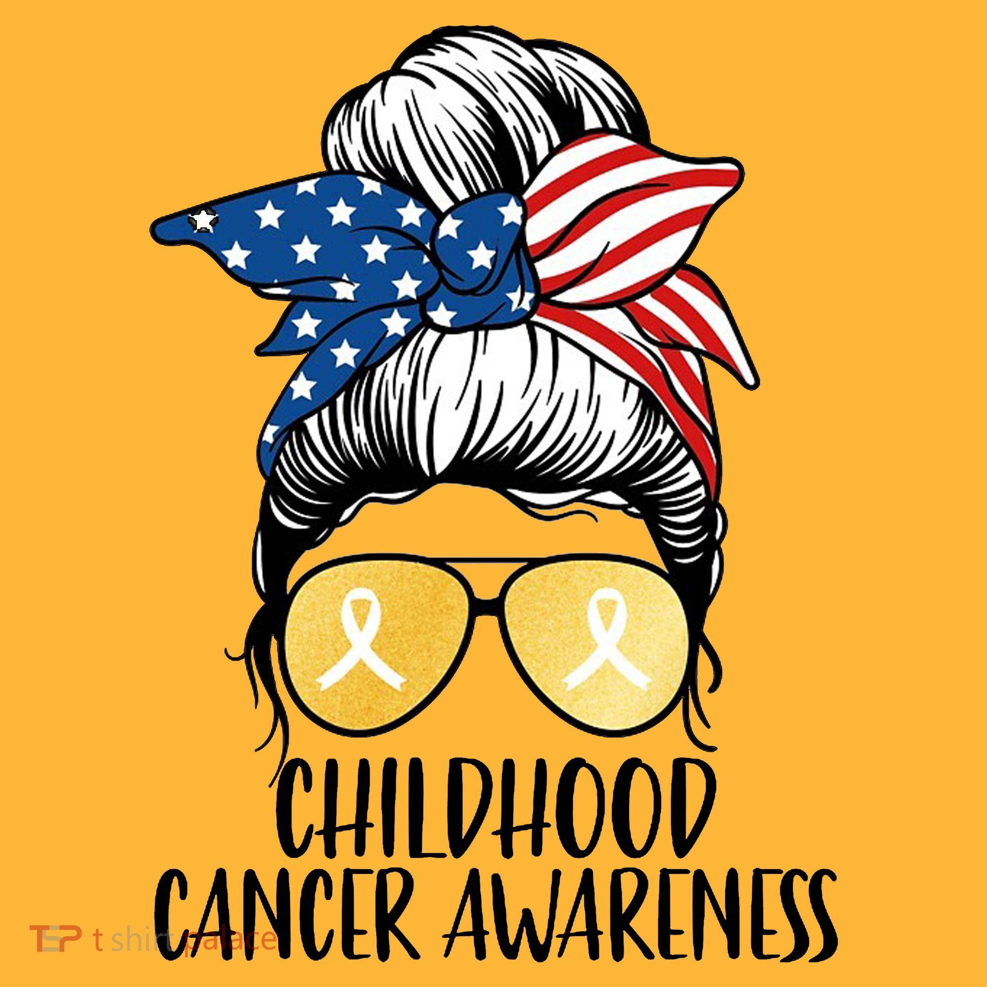 Childhood Cancer Awareness Gold Ribbon Messy Bun Baby Bodysuit