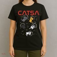 Catsa Cat Astronauts Funny Kitten Space Women T-Shirt thumb 4