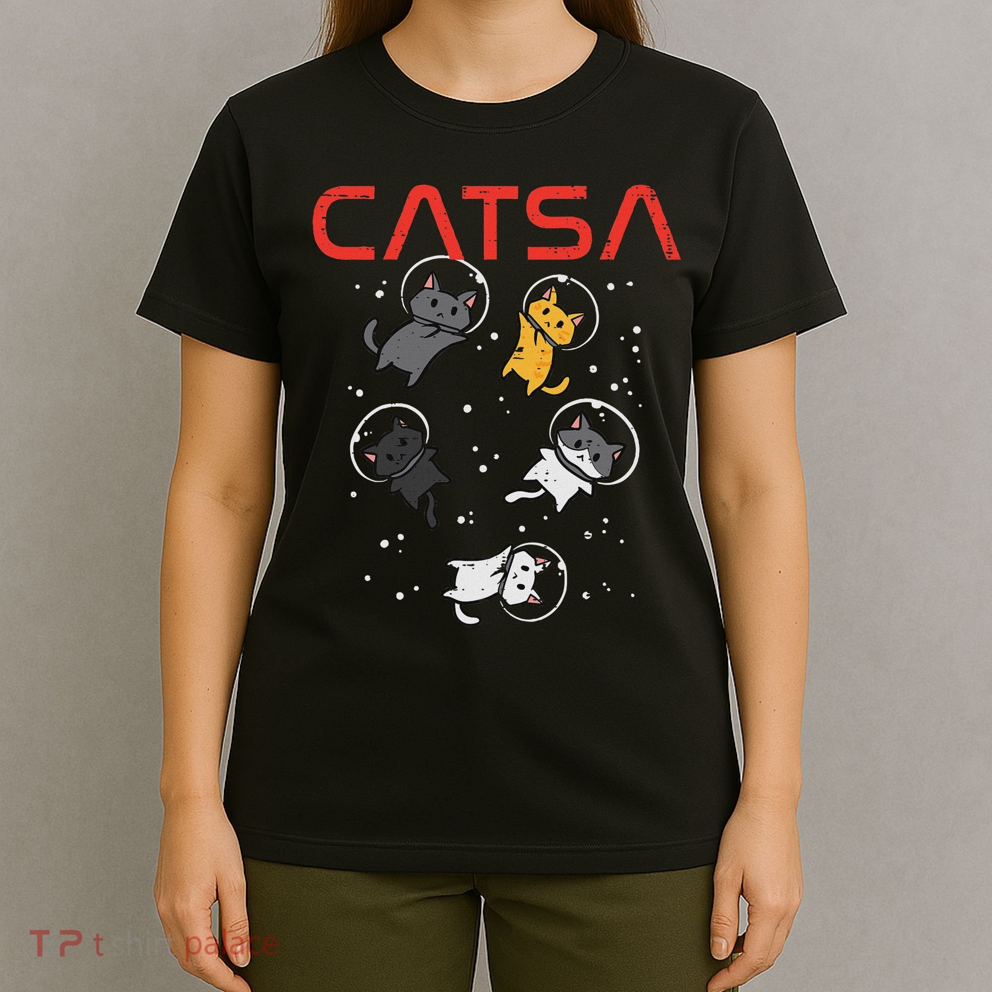 Catsa Cat Astronauts Funny Kitten Space Women T-Shirt