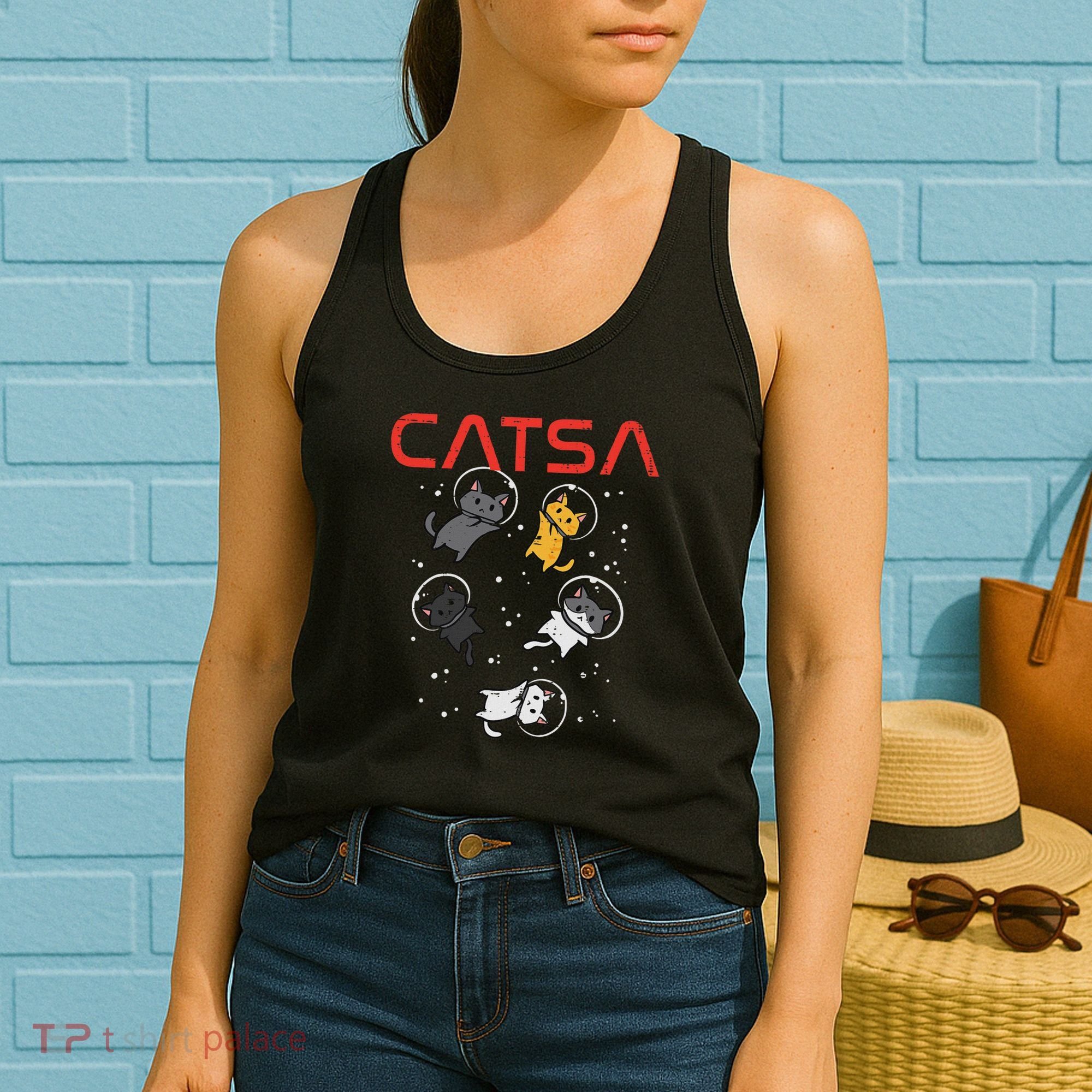 Catsa Cat Astronauts Funny Kitten Space Women Women's Tank Top