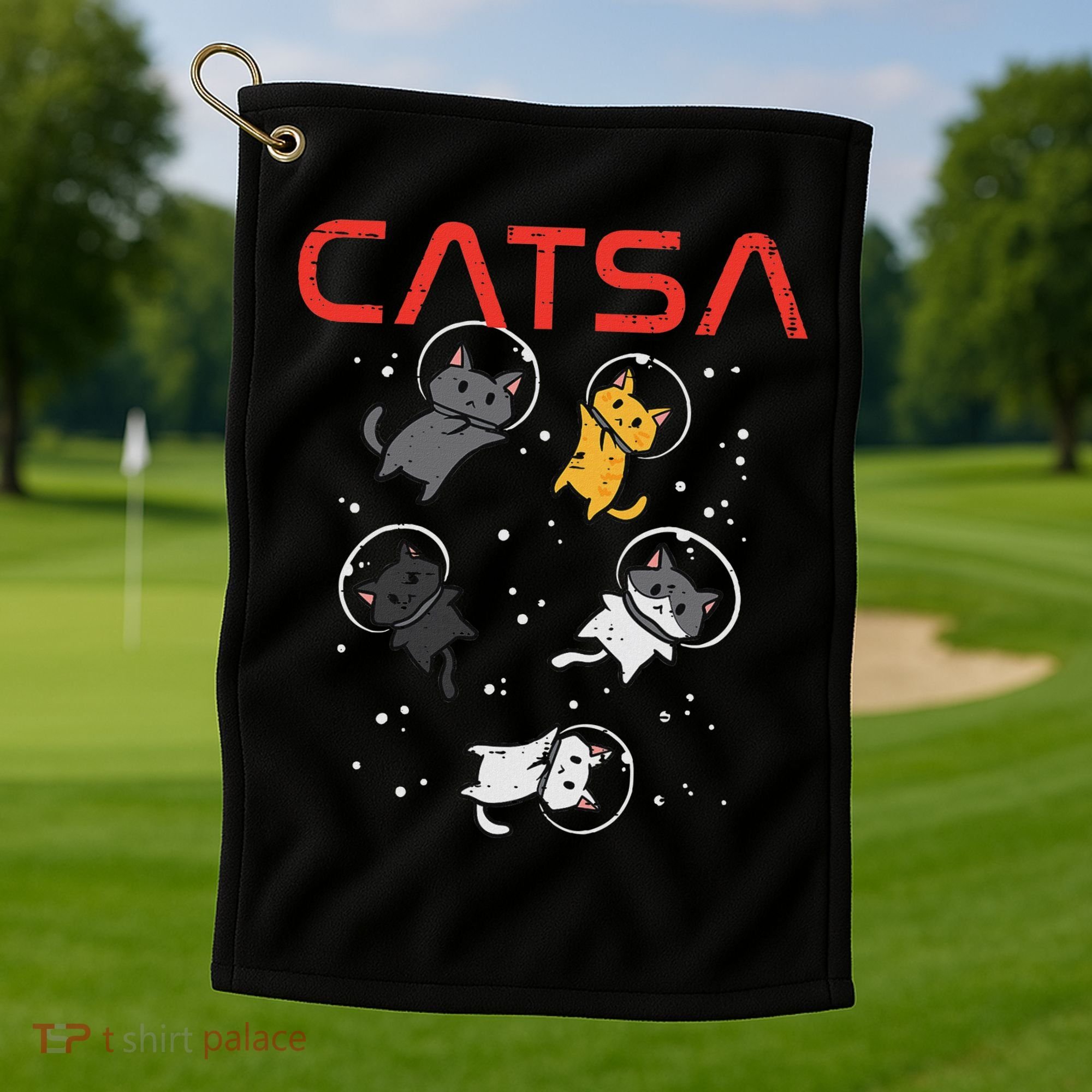 Catsa Cat Astronauts Funny Kitten Space Women Golf Towel