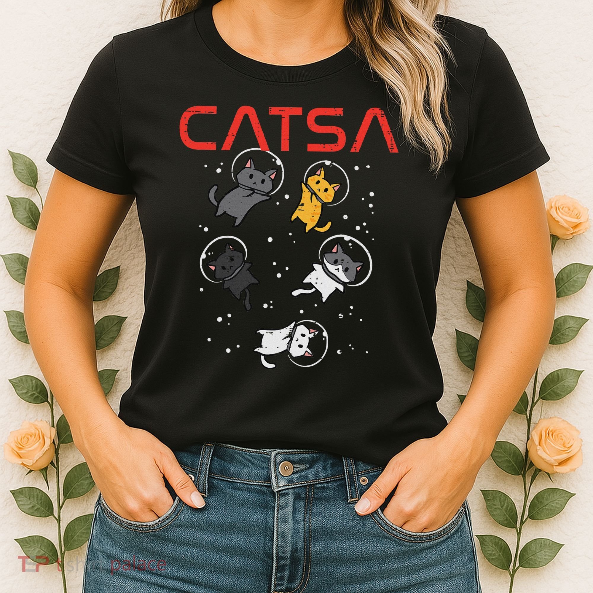 Catsa Cat Astronauts Funny Kitten Space Women Women's T-Shirt